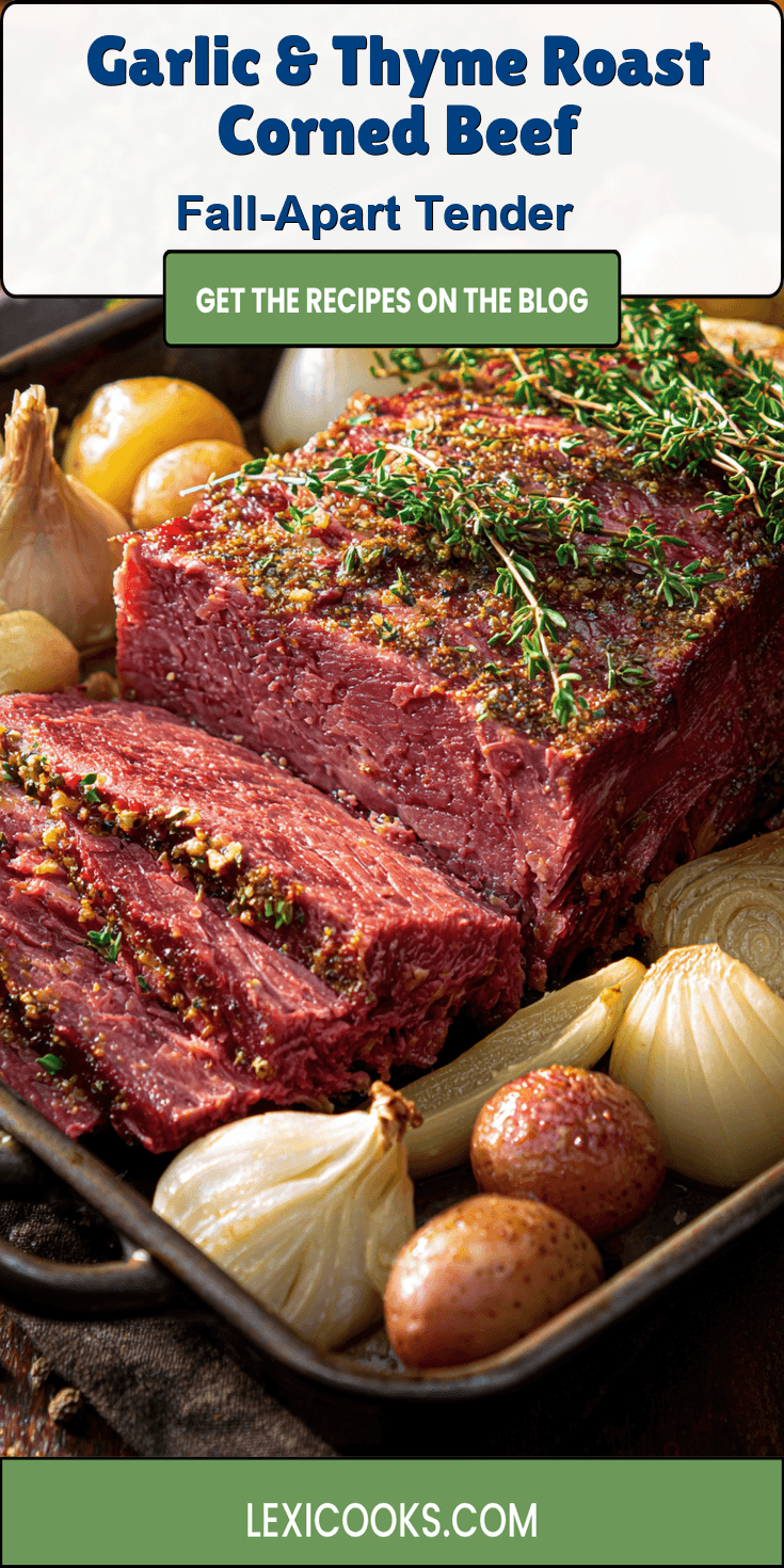 Garlic & Thyme Roast Corned Beef served warm with cozy spices
