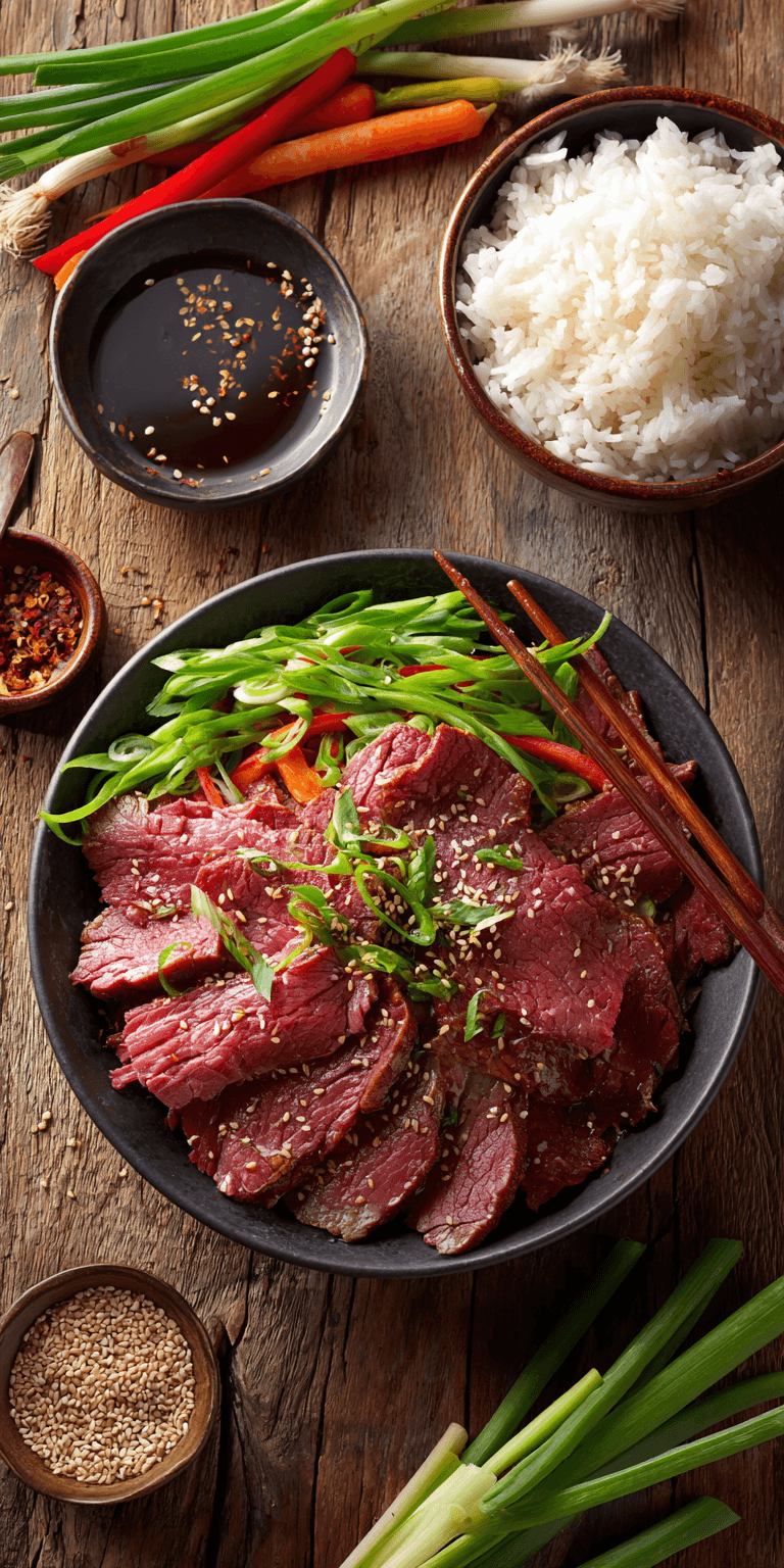 Ginger & Soy Corned Beef served warm with cozy spices