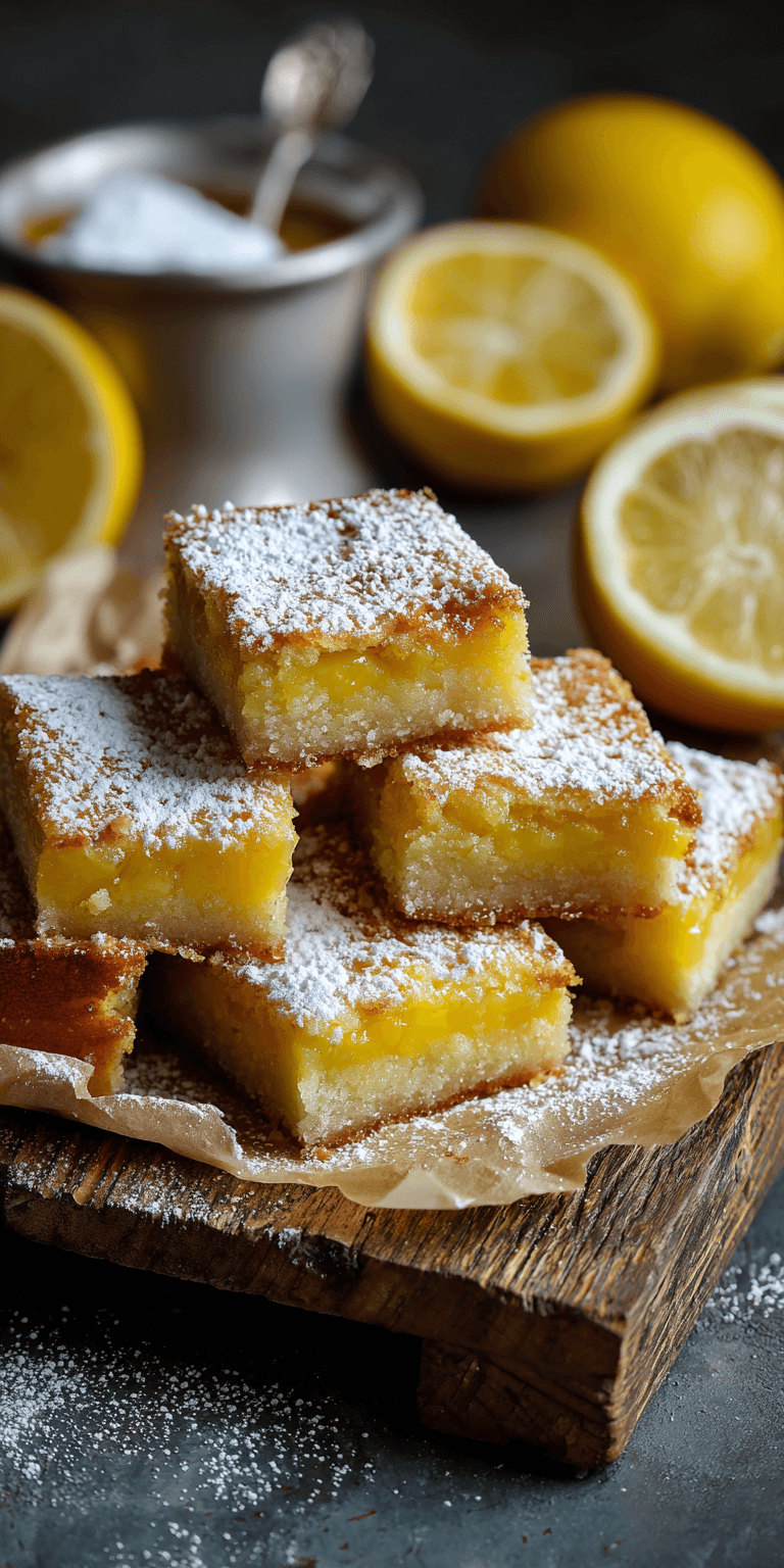 Gooey Lemon Butter Cake Bars served warm with cozy spices
