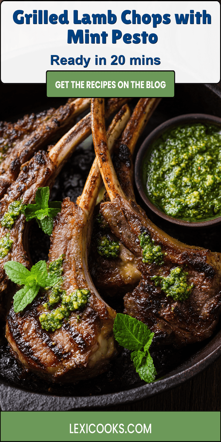 Grilled Lamb Chops with Mint Pesto served warm with cozy spices