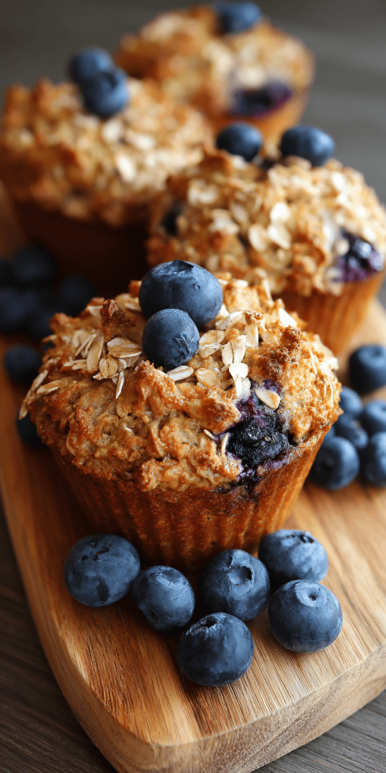 Healthy Blueberry Banana Oat Muffins served warm with cozy spices