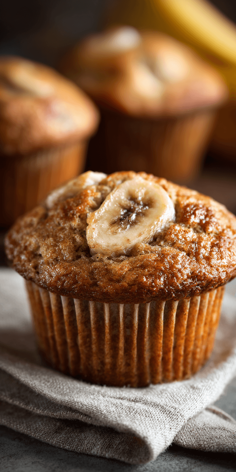 Healthy Greek Yogurt Banana Muffins served warm with cozy spices