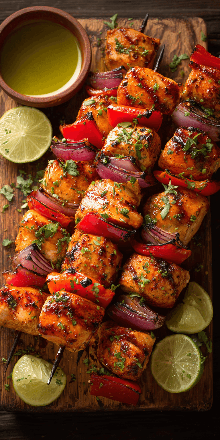 Honey Lime Grilled Chicken Skewers served warm with cozy spices