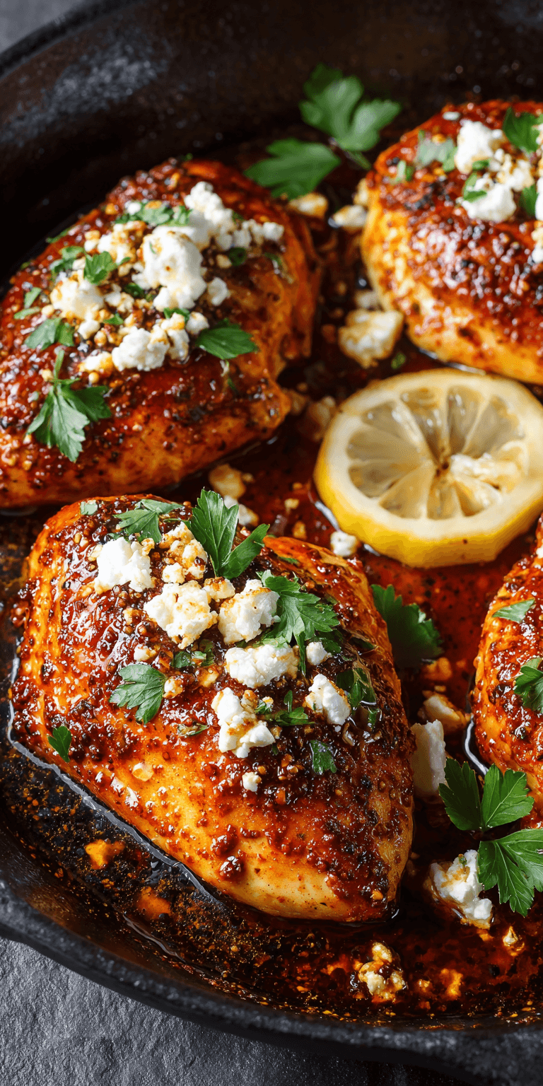 Hot Honey Feta Chicken served warm with cozy spices