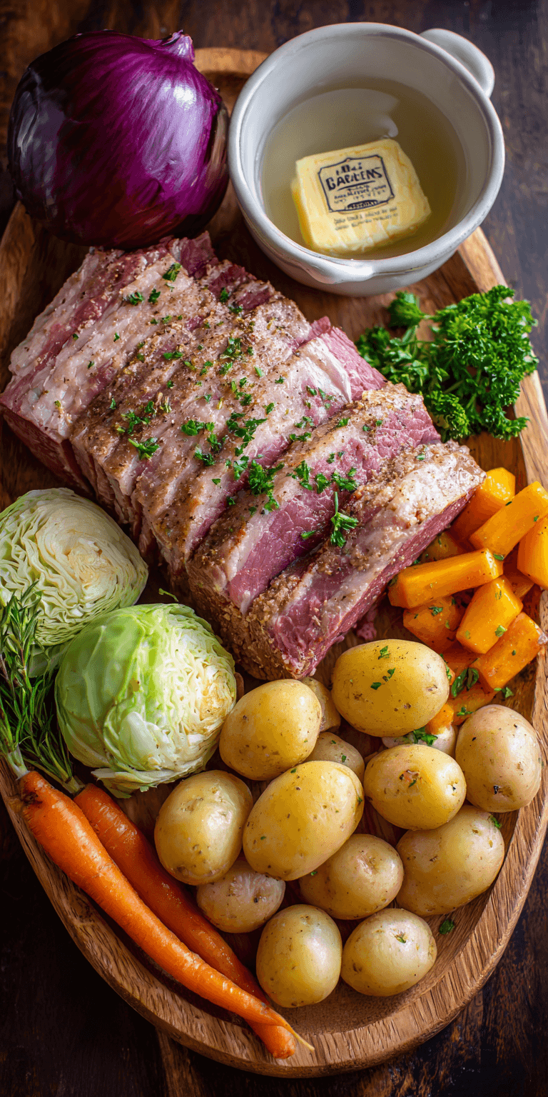 Instant Pot Garlic Butter Corned Beef served warm with cozy spices