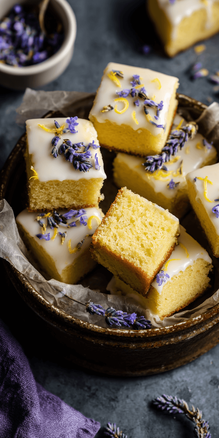 Lavender Infused Lemon Brownies served warm with cozy spices