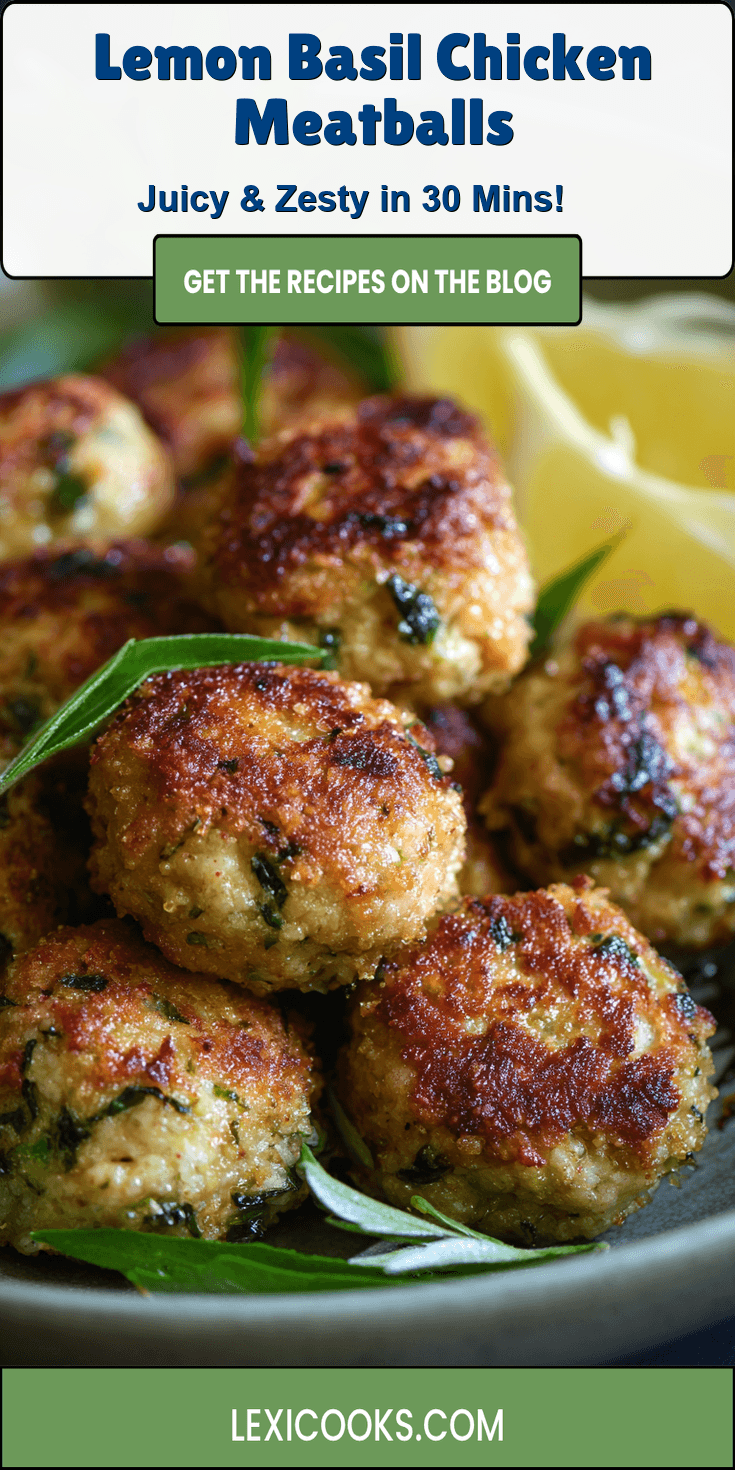 Lemon Basil Chicken Meatballs served warm with cozy spices