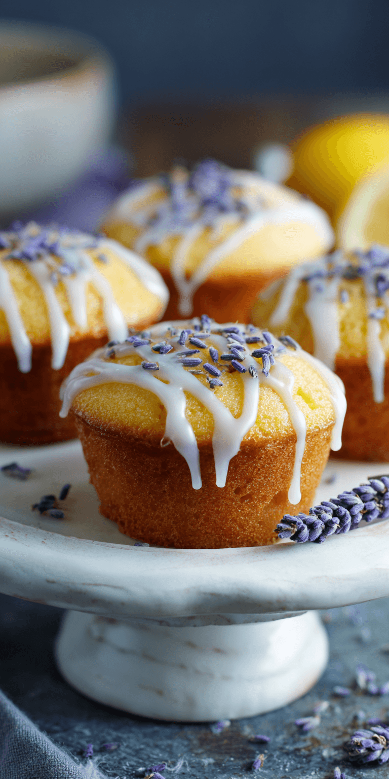 Lemon Cakes Lavender Glaze served warm with cozy spices