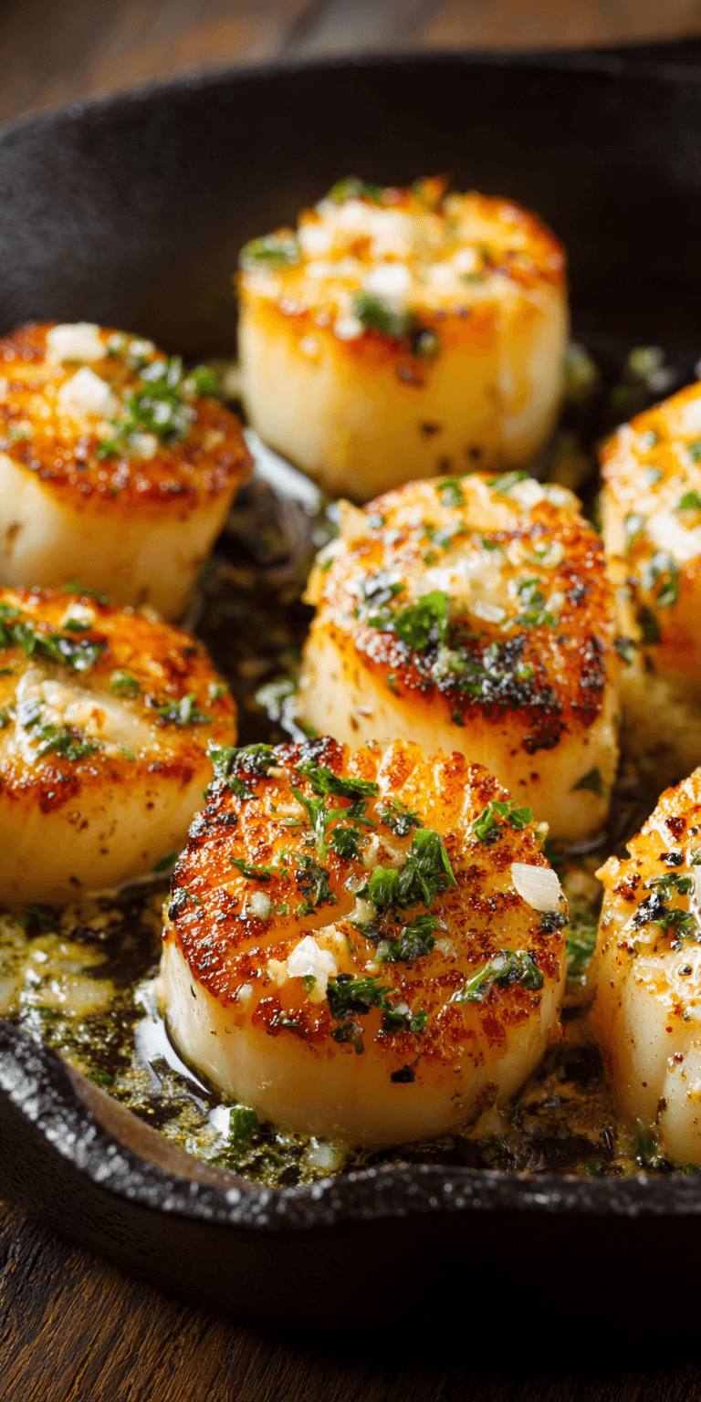 Lemon Garlic Butter Scallops Seafood served warm with cozy spices