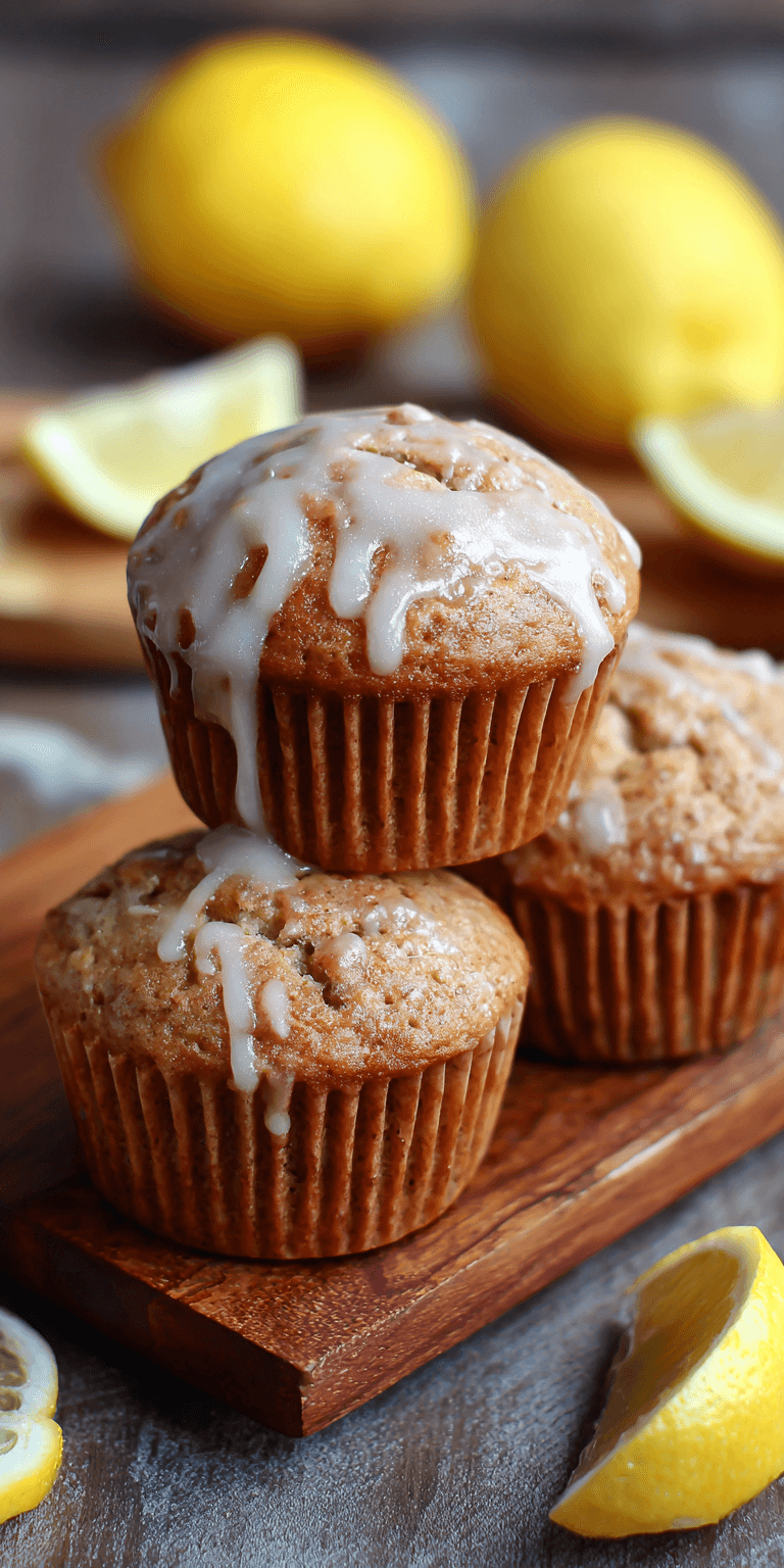Lemon Glazed Banana Muffins served warm with cozy spices