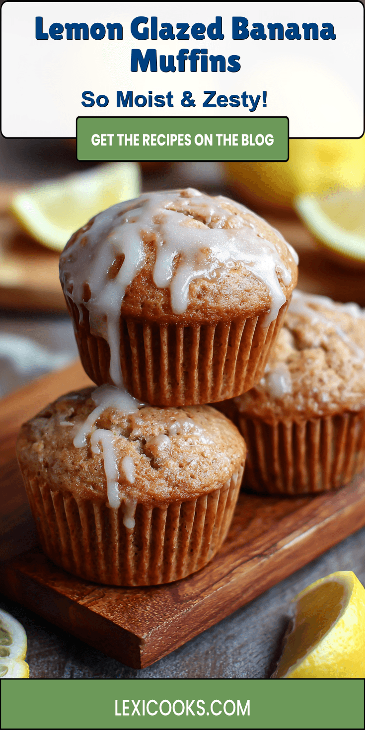 Lemon Glazed Banana Muffins served warm with cozy spices