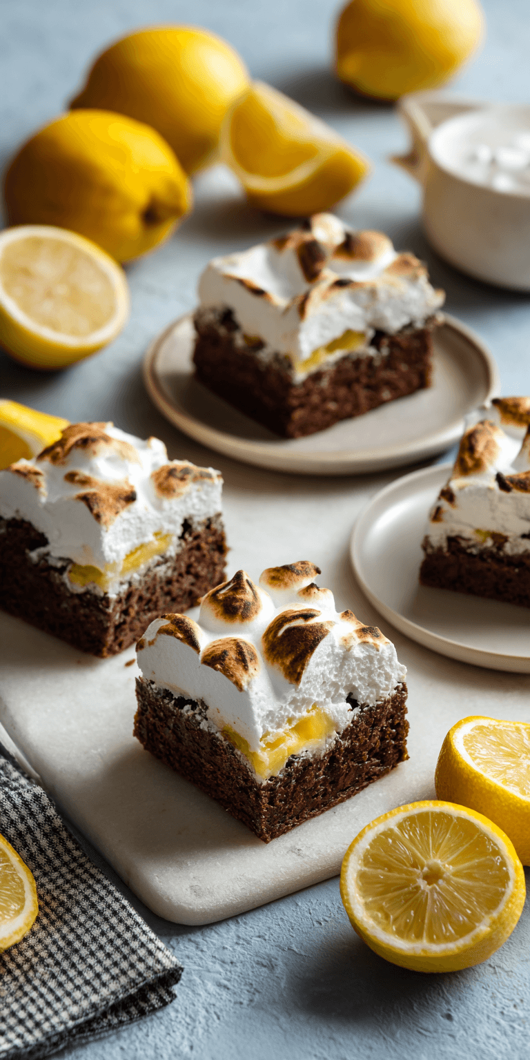 Lemon Meringue Brownies served warm with cozy spices