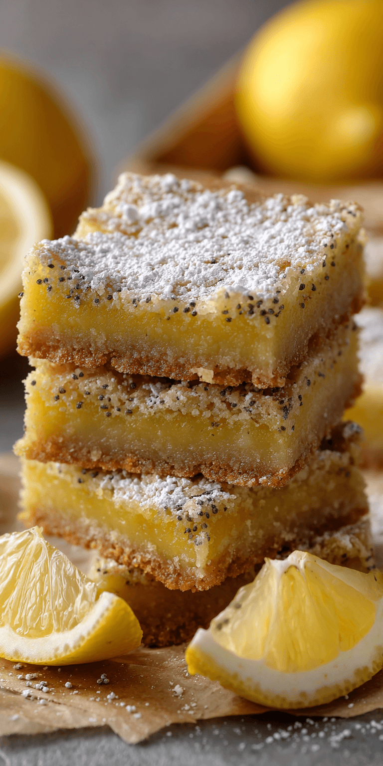 Lemon Poppyseed Dessert Bars served warm with cozy spices