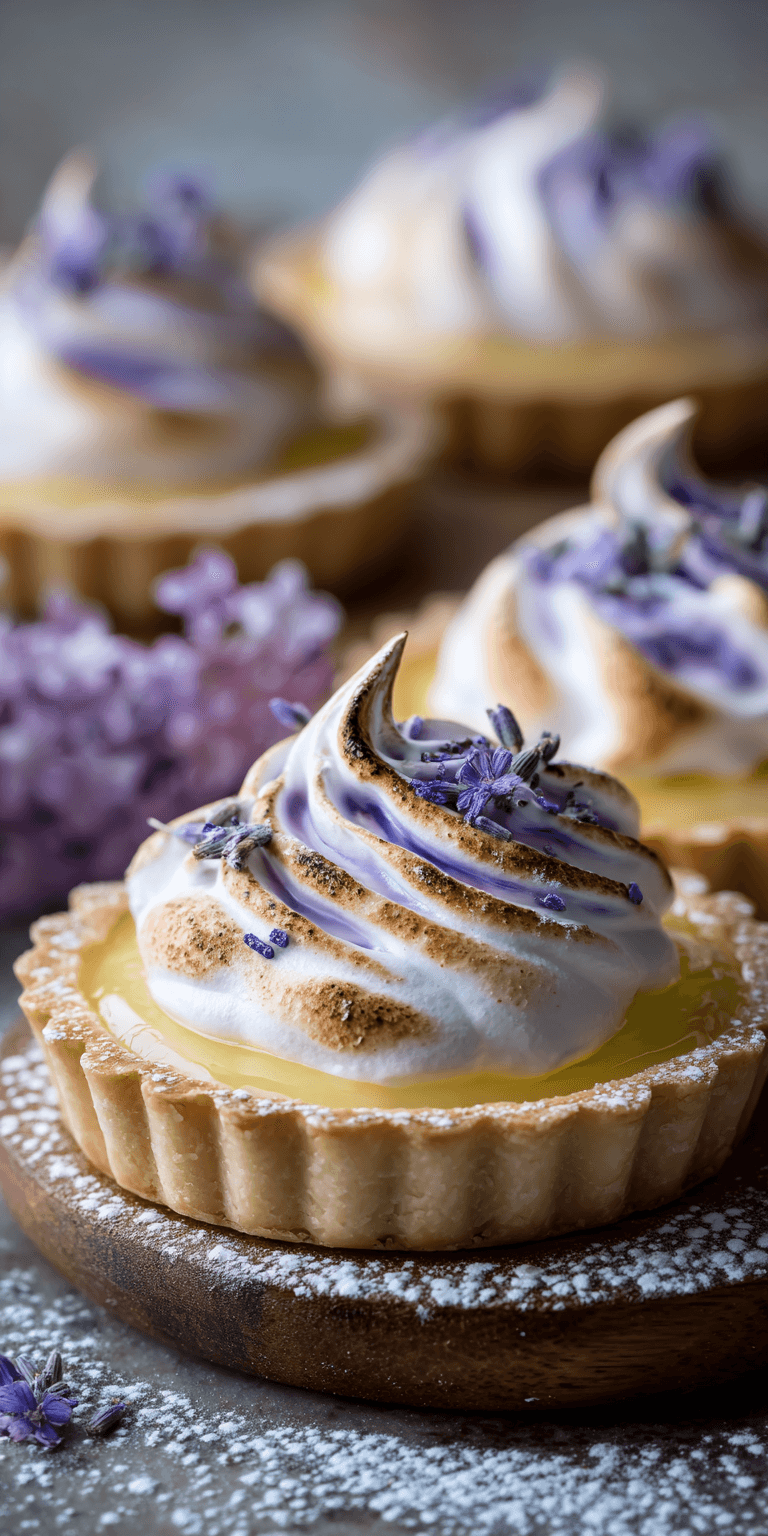 Lemon Tarts Lilac Meringue served warm with cozy spices