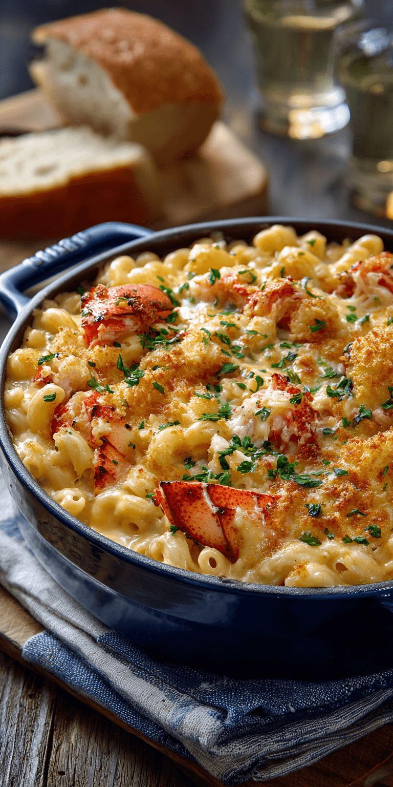 Lobster Mac and Cheese Seafood Pasta served warm with cozy spices
