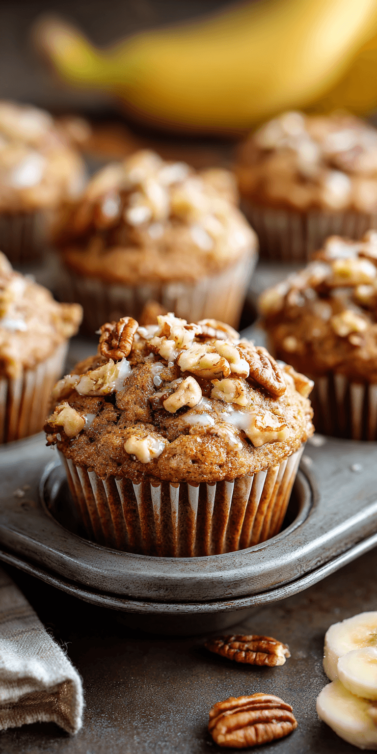 Maple Pecan Banana Muffins served warm with cozy spices