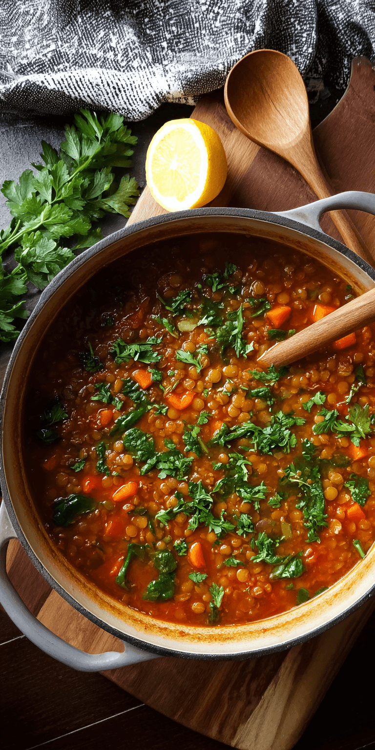 Moroccan Spiced Lentil Soup served warm with cozy spices