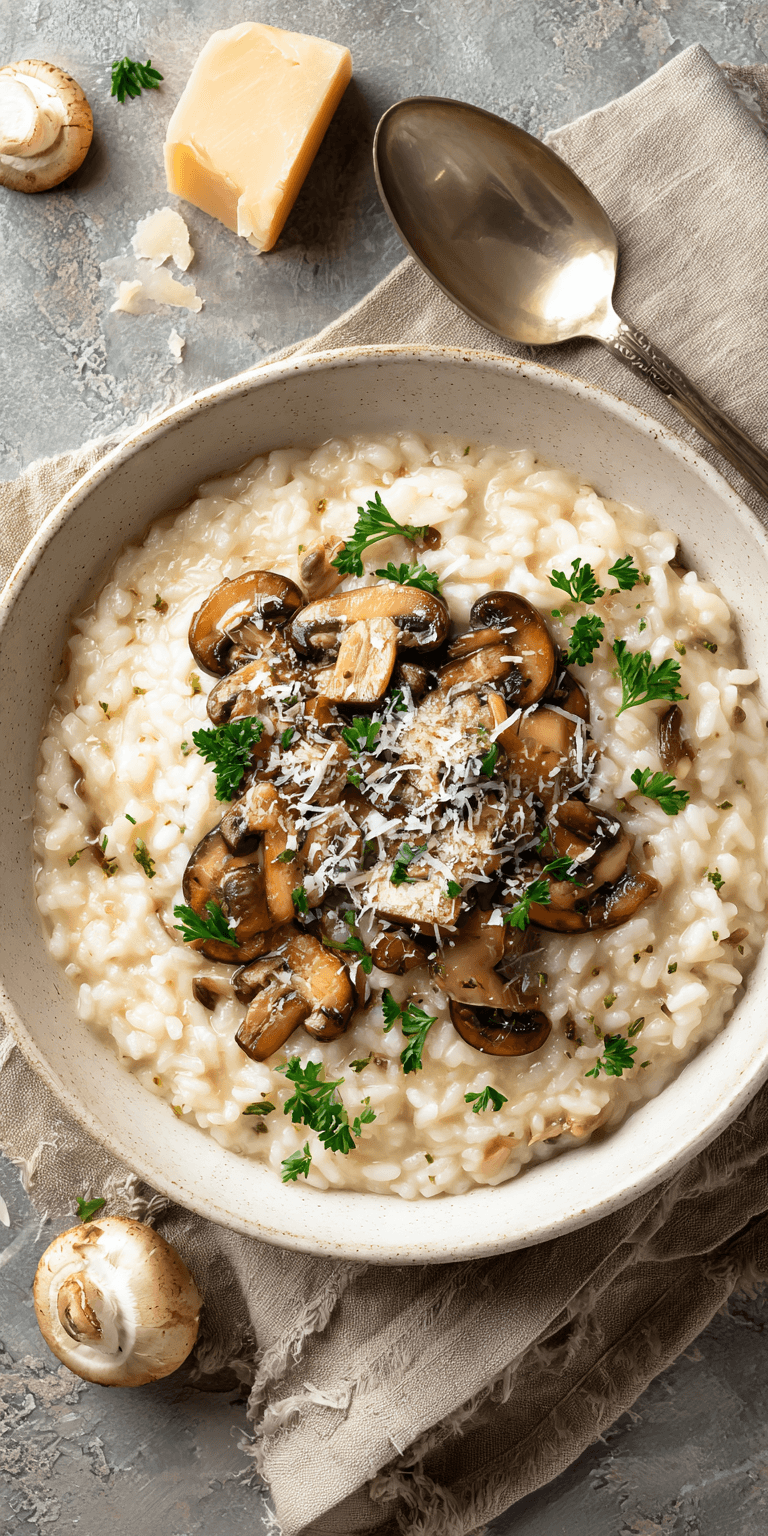 Mushroom Risotto Easy Dinner Ideas served warm with cozy spices