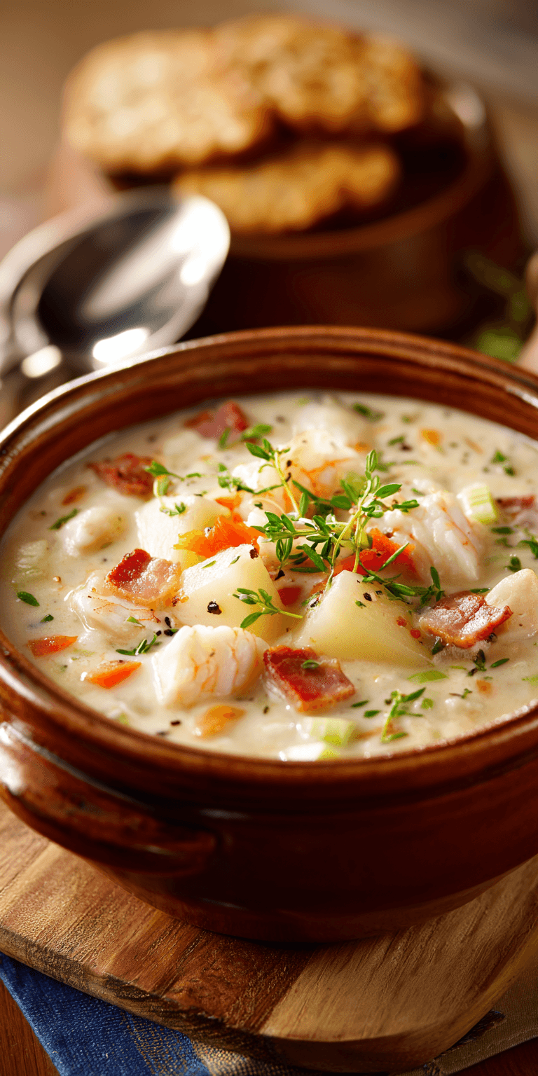 New England Clam Chowder Seafood served warm with cozy spices