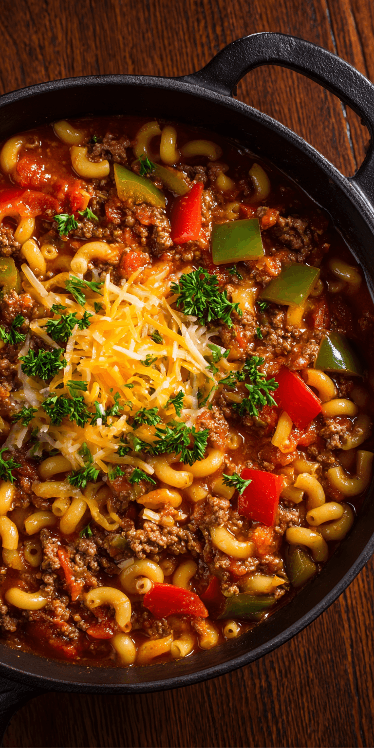 Old Fashioned Goulash Easy Dinner Ideas served warm with cozy spices