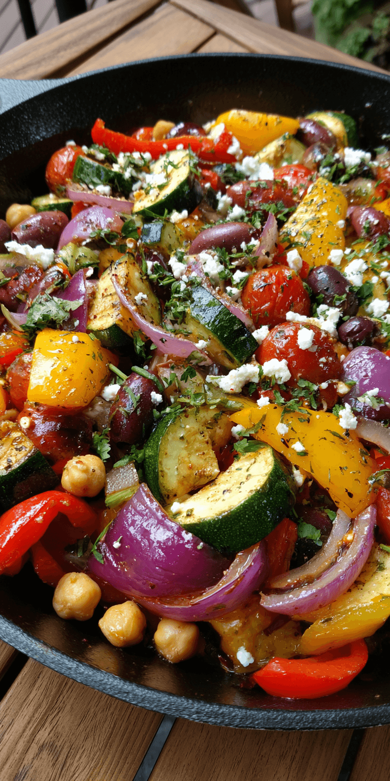 One Pan Greek Vegetables served warm with cozy spices