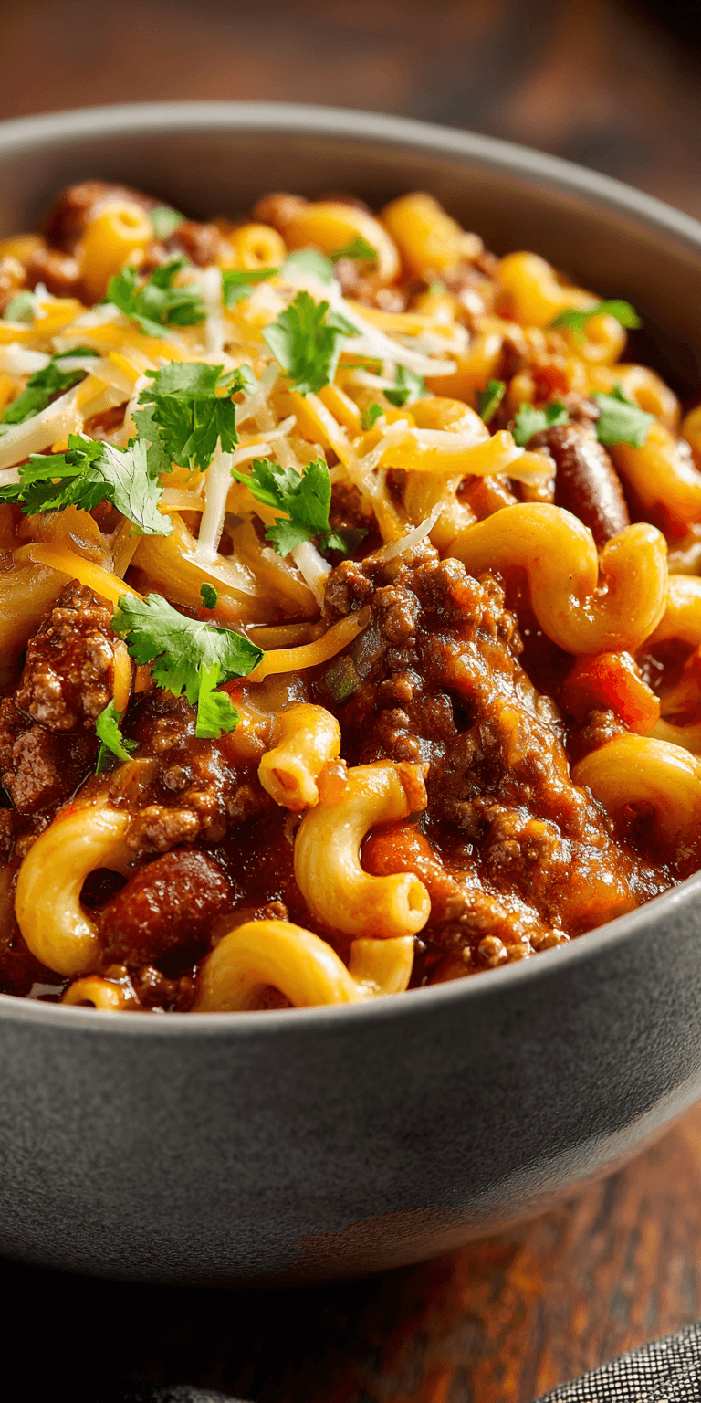 One Pot Chili Mac Simple Dinner Ideas served warm with cozy spices