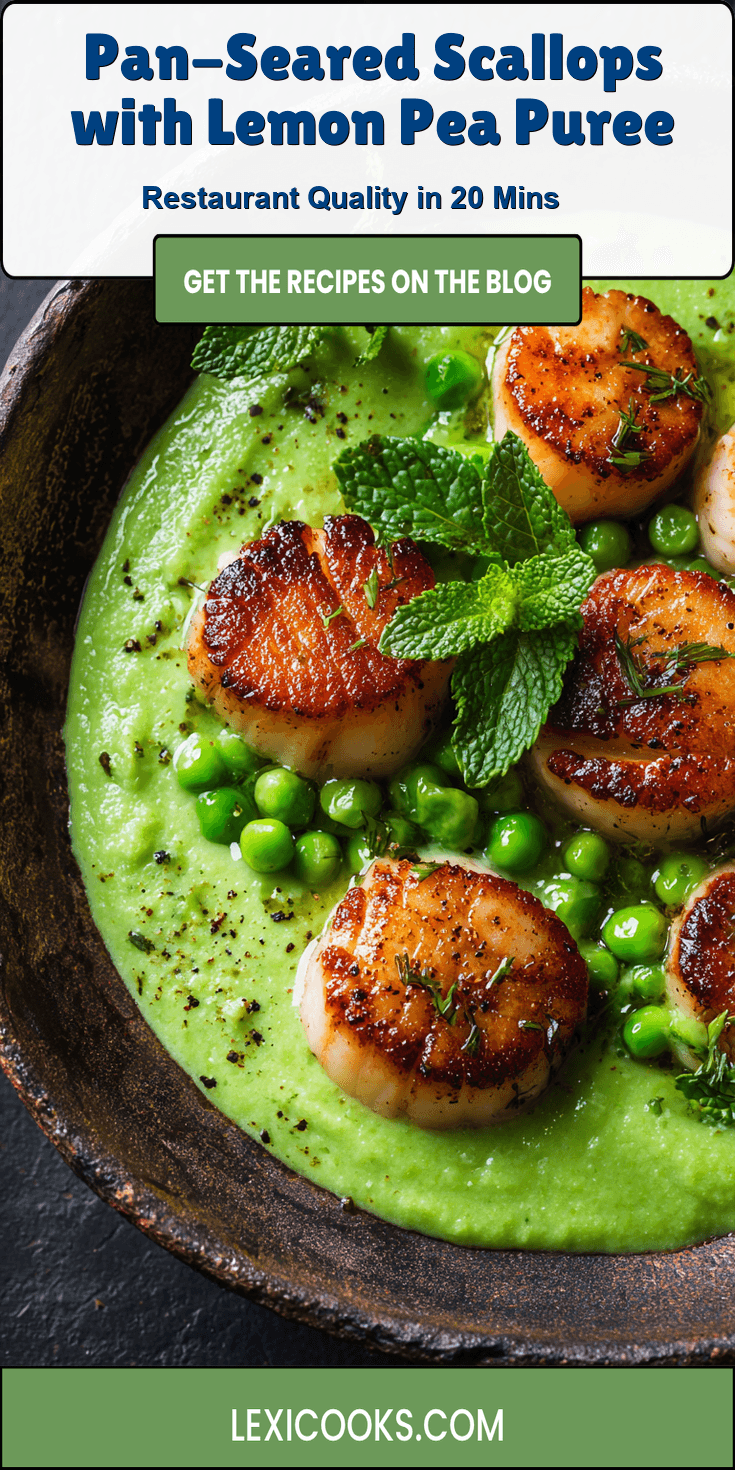 Pan-Seared Scallops with Lemon Pea Puree served warm with cozy spices