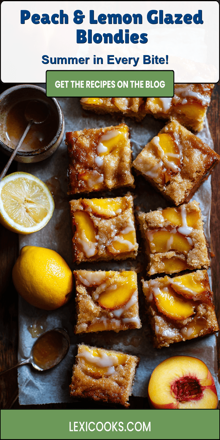 Peach & Lemon Glazed Blondies served warm with cozy spices