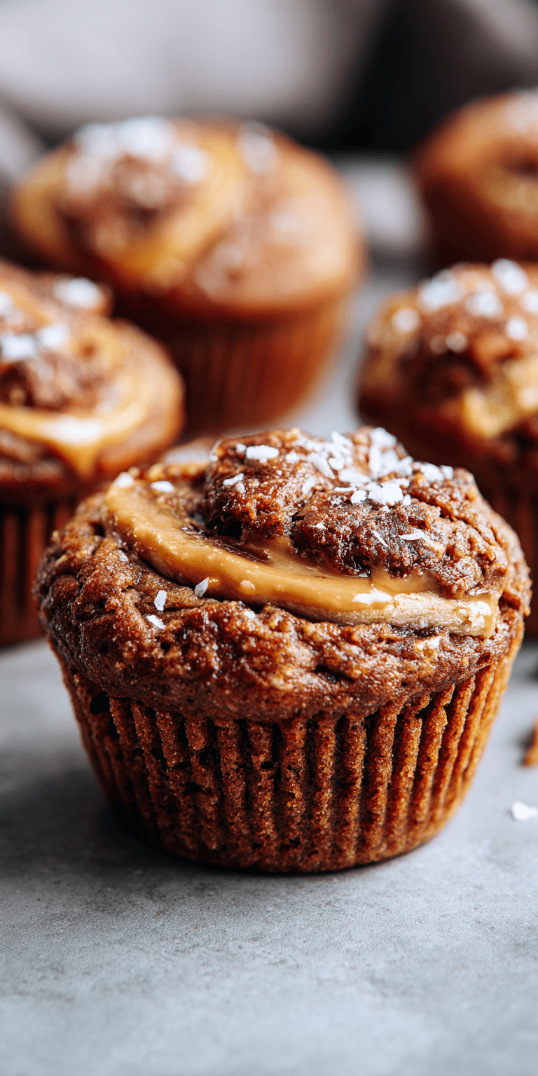 Peanut Butter Center Banana Muffins served warm with cozy spices