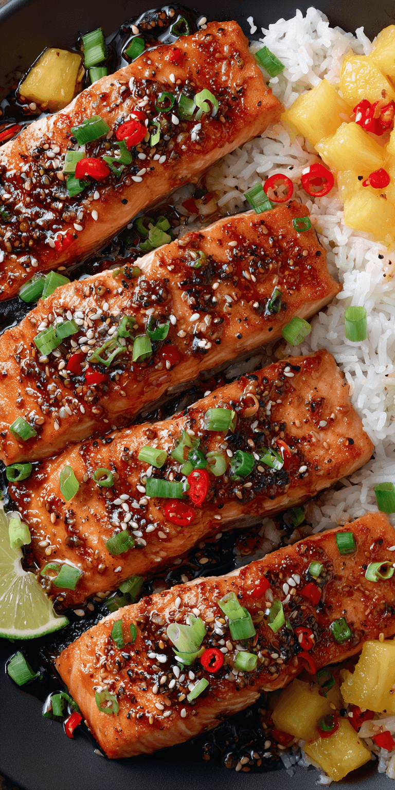 Pineapple Glazed Salmon served warm with cozy spices