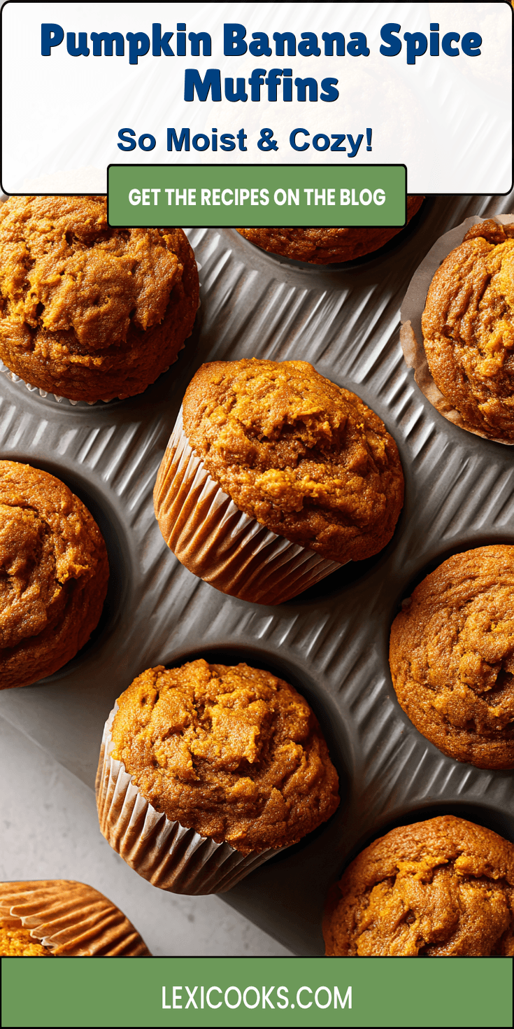 Pumpkin Banana Spice Muffins served warm with cozy spices