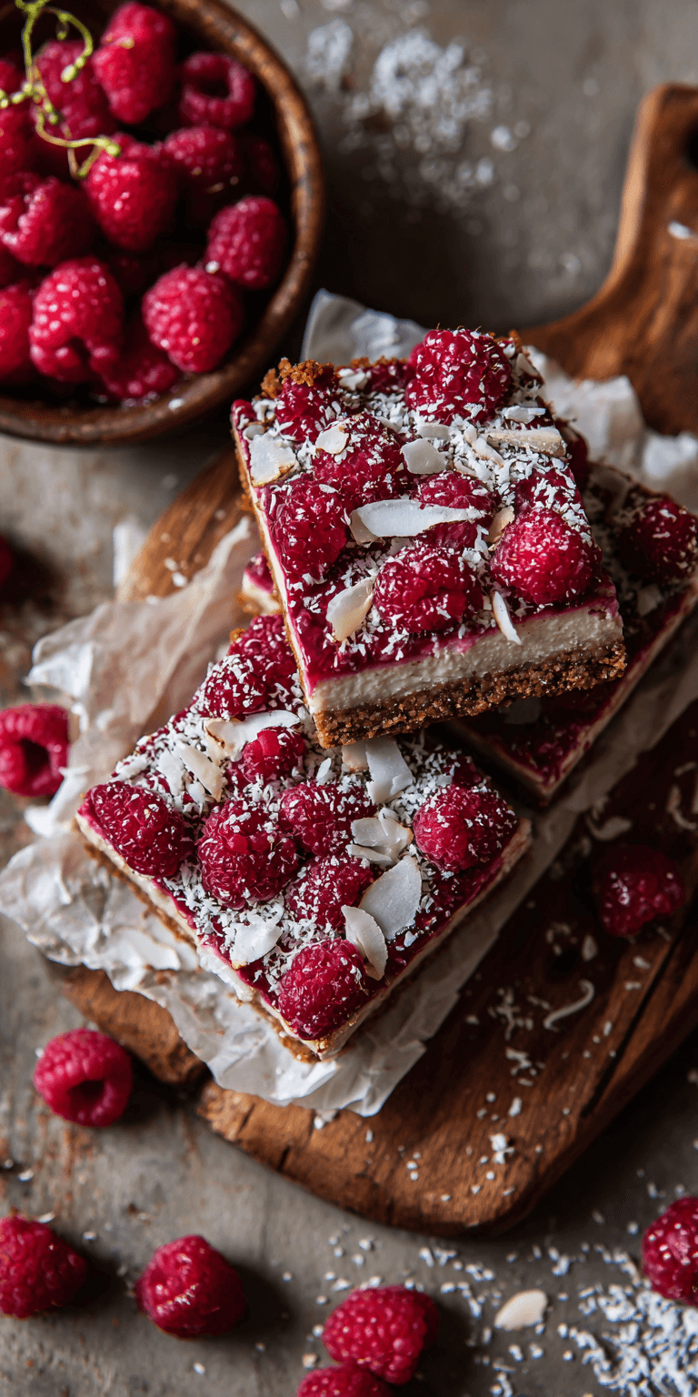 Raspberry Cheesecake Bars served warm with cozy spices