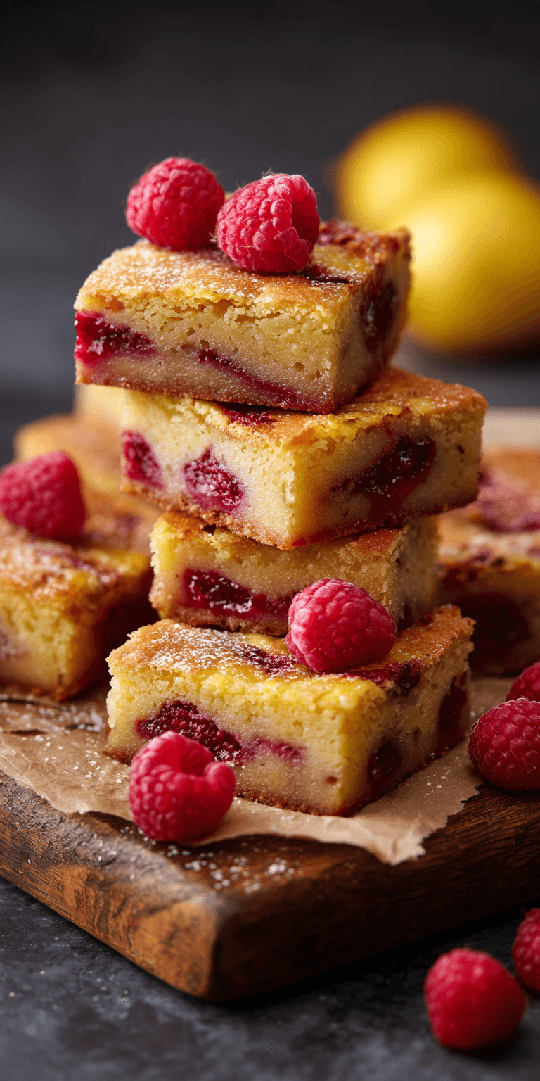 Raspberry Swirl Lemon Brownies served warm with cozy spices
