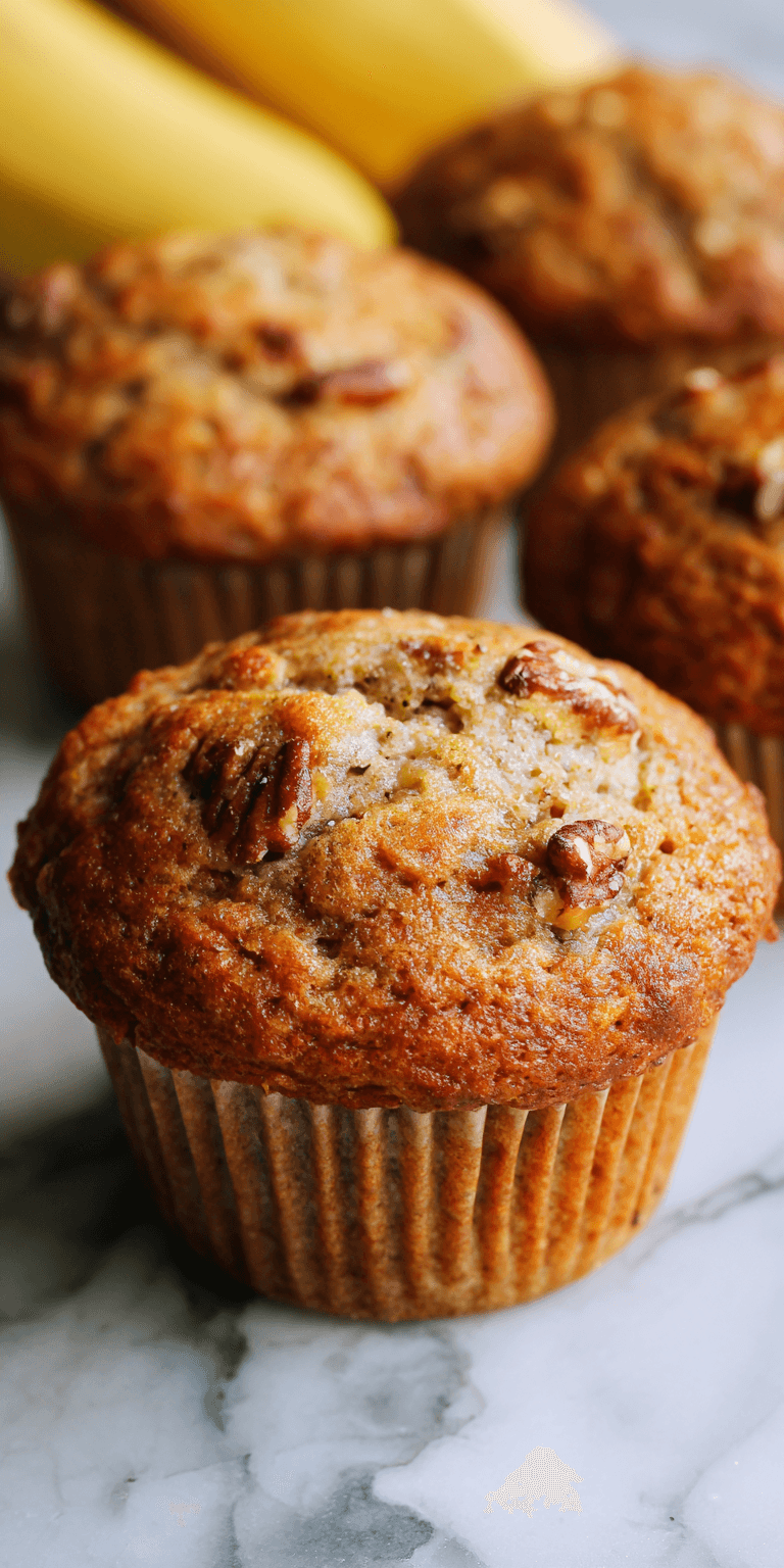 Roasted Banana & Pecan Muffins served warm with cozy spices