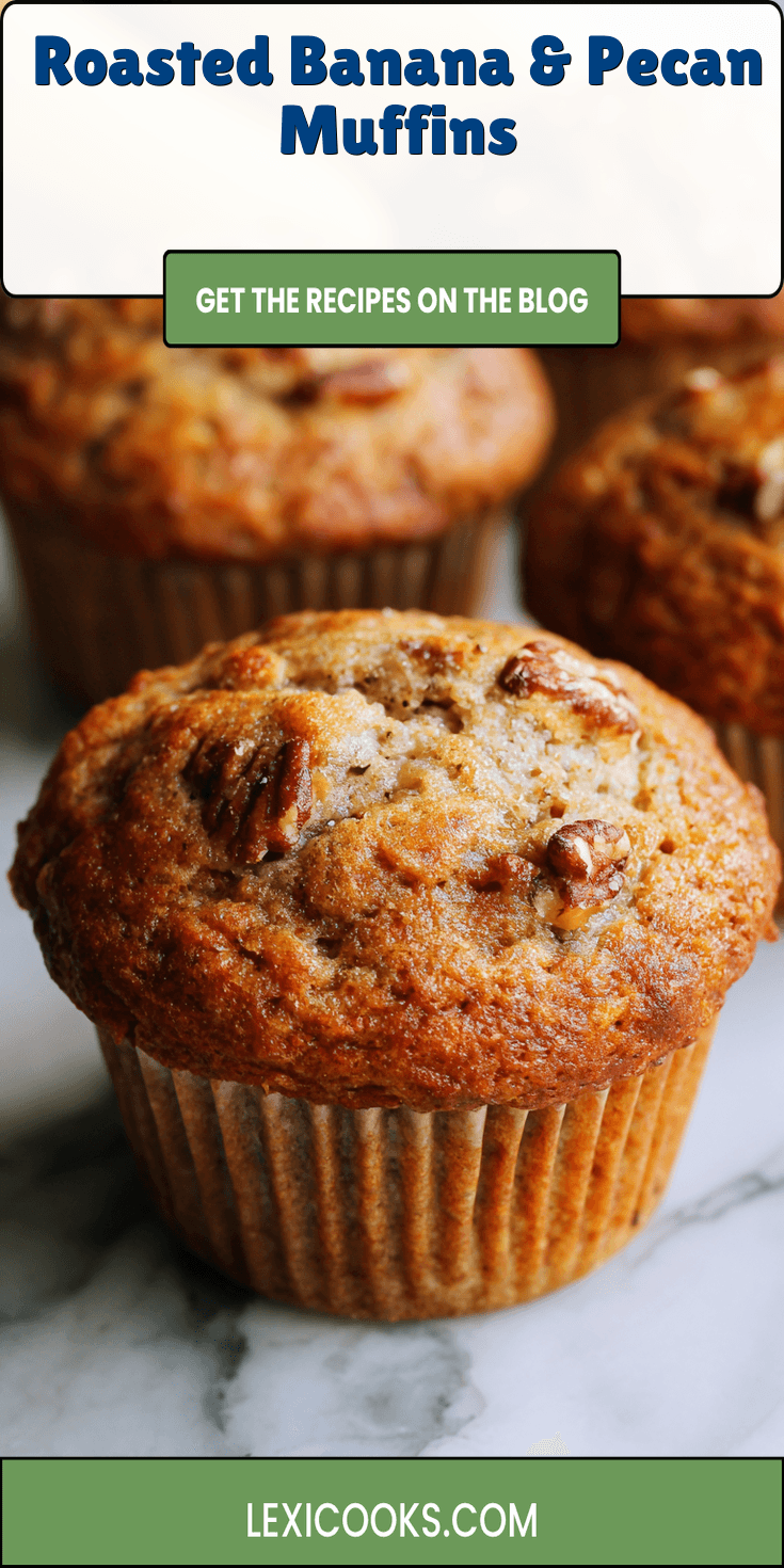 Roasted Banana & Pecan Muffins served warm with cozy spices