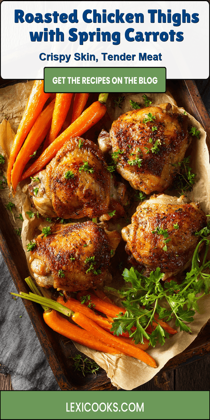 Roasted Chicken Thighs with Spring Carrots served warm with cozy spices