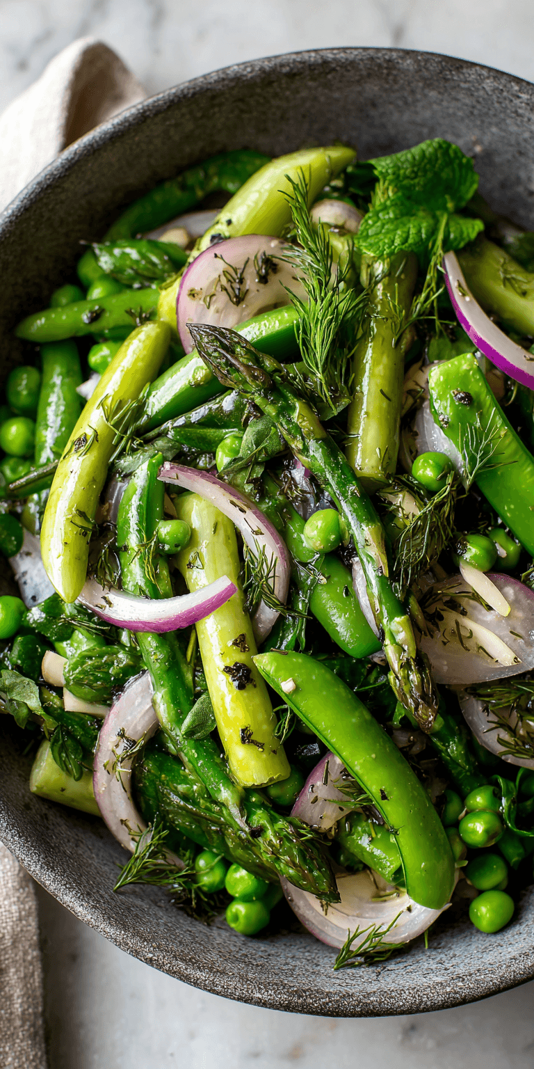 Sautéed Spring Vegetable Salad served warm with cozy spices