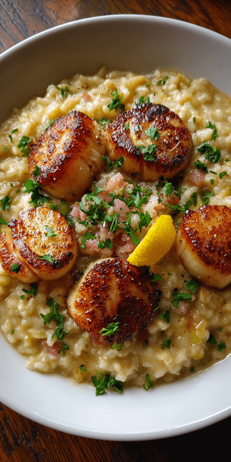 Seafood Risotto with Scallops served warm with cozy spices