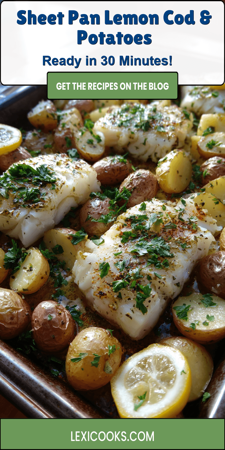 Sheet Pan Lemon Cod & Potatoes served warm with cozy spices
