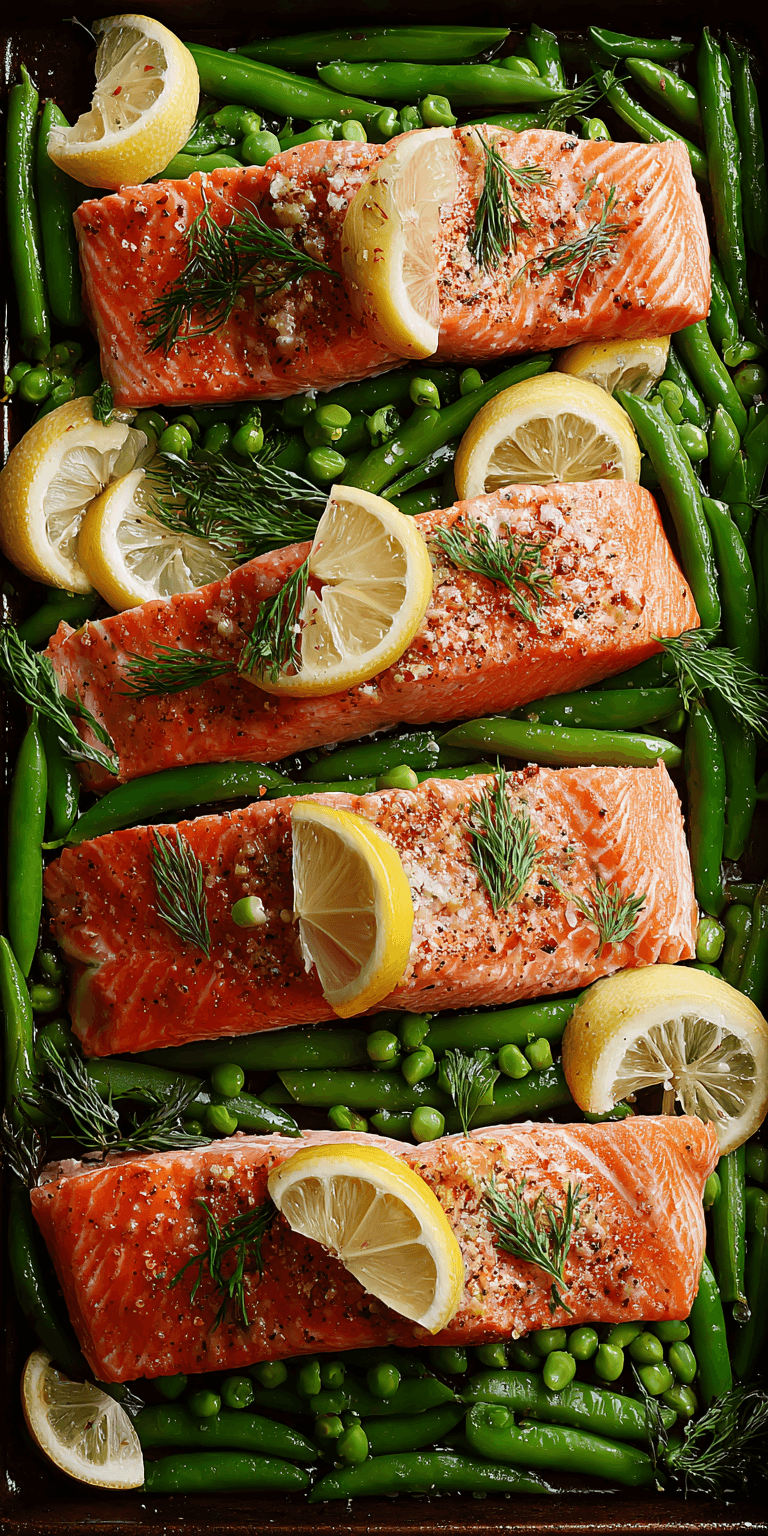 Sheet Pan Salmon & Spring Snap Peas served warm with cozy spices