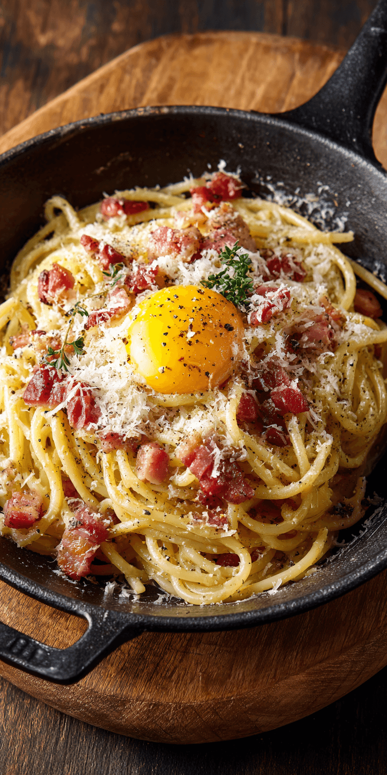 Spaghetti Carbonara Simple Dinner Ideas served warm with cozy spices