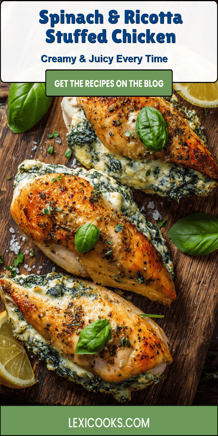 Spinach & Ricotta Stuffed Chicken served warm with cozy spices