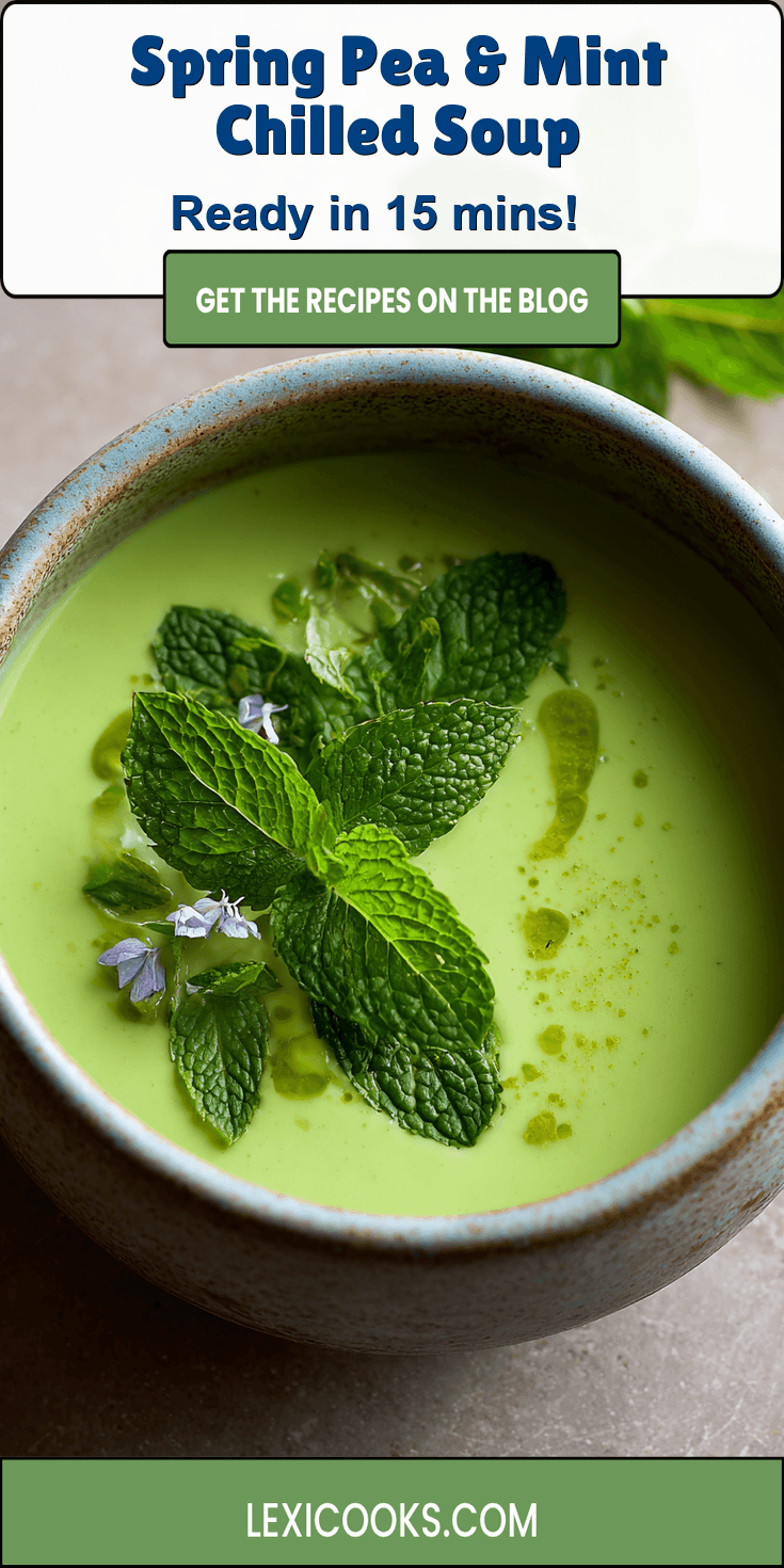 Spring Pea & Mint Chilled Soup served warm with cozy spices