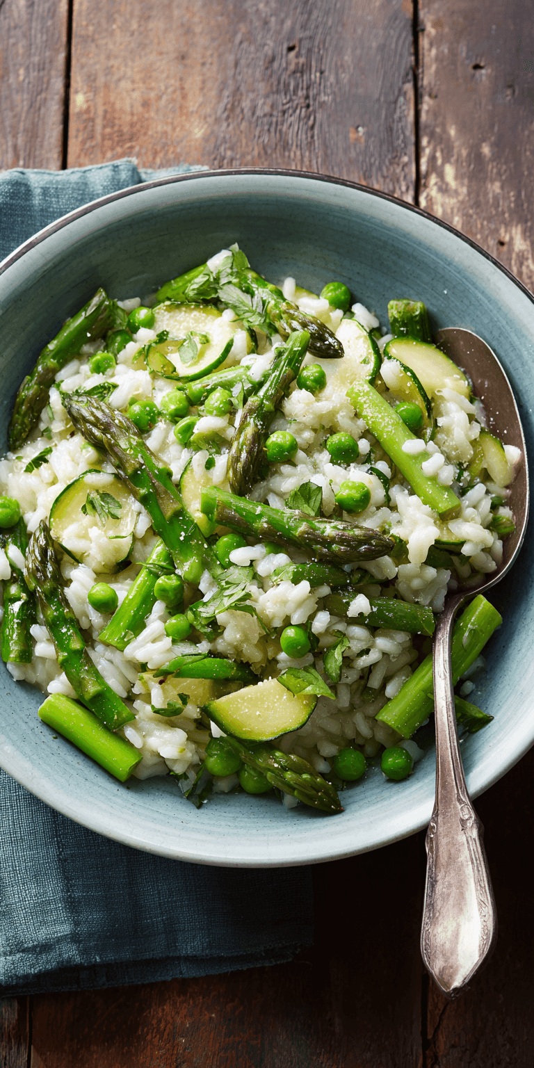 Spring Vegetable Risotto served warm with cozy spices