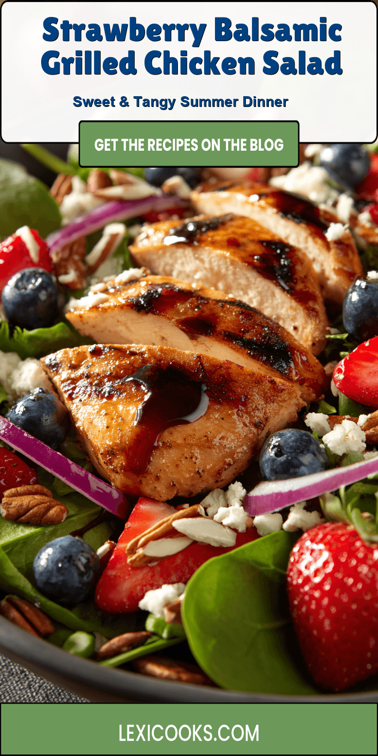 Strawberry Balsamic Grilled Chicken Salad served warm with cozy spices