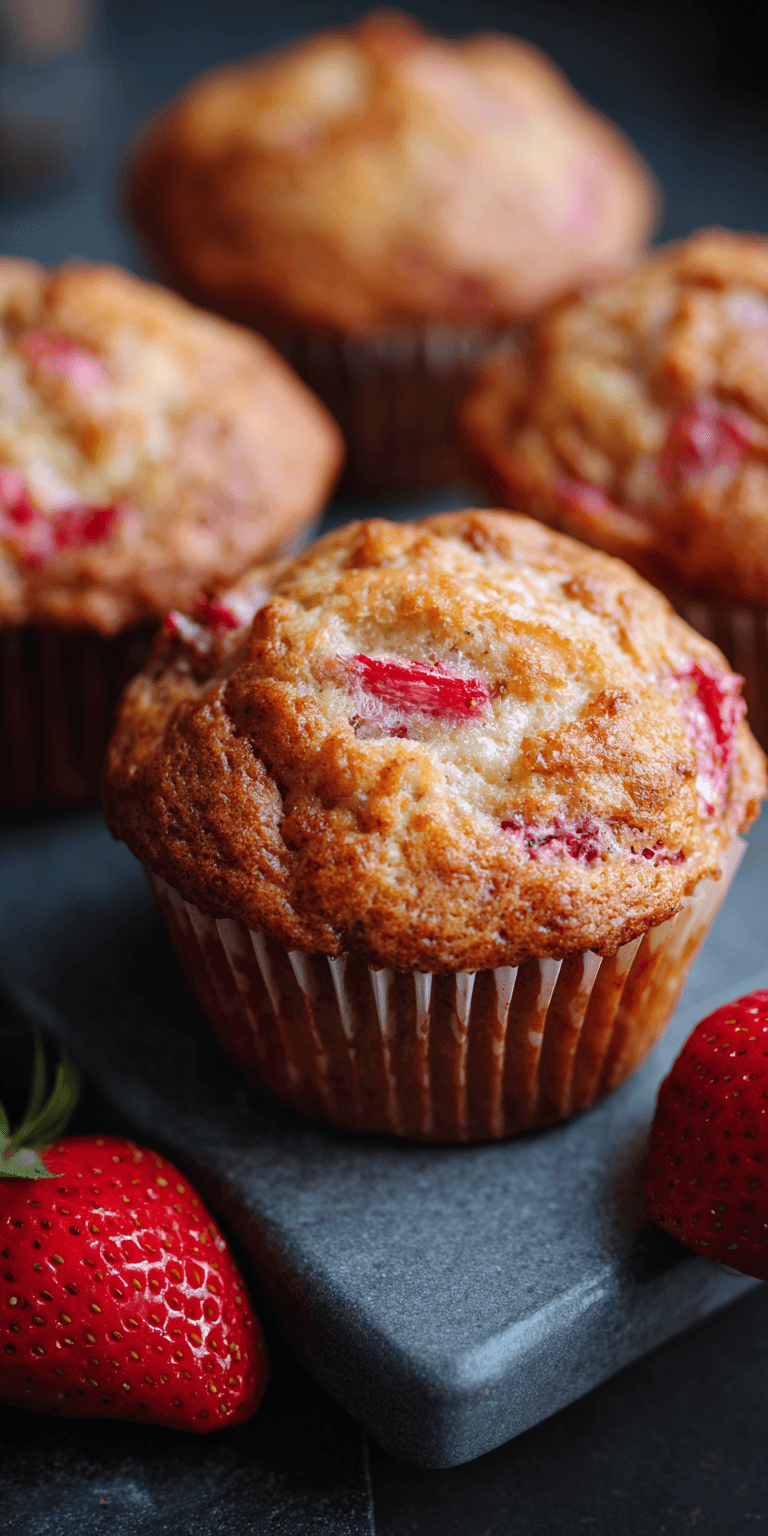 Strawberry Banana Yogurt Muffins served warm with cozy spices