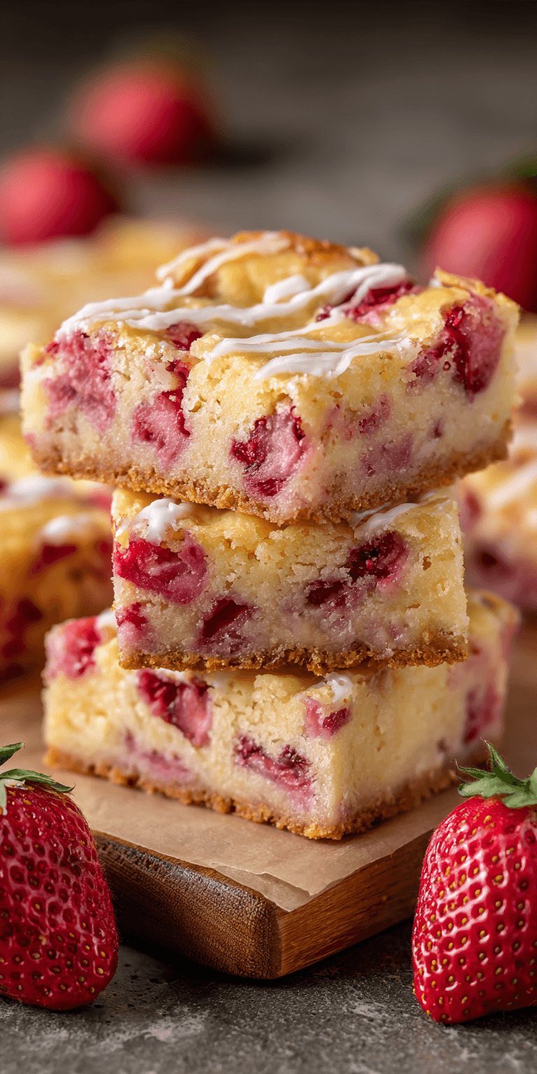 Strawberry Lemonade Blondies served warm with cozy spices