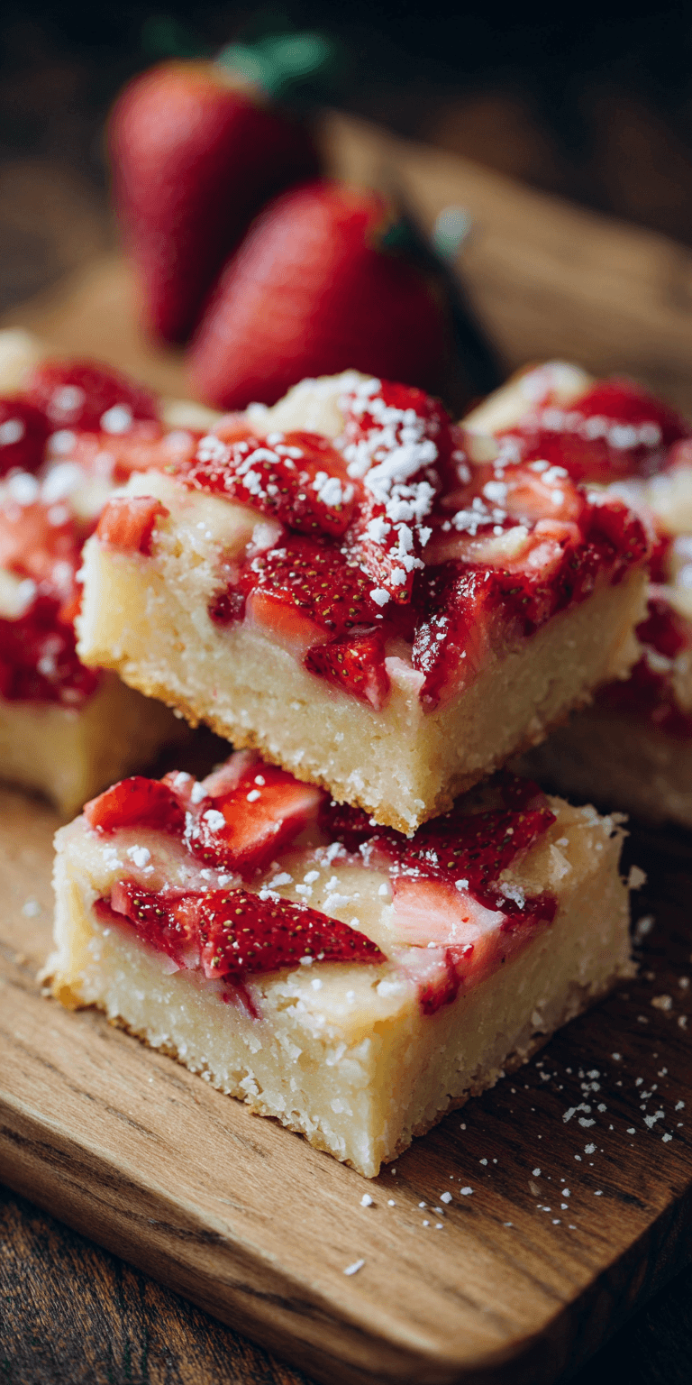 Strawberry Shortcake Bars served warm with cozy spices