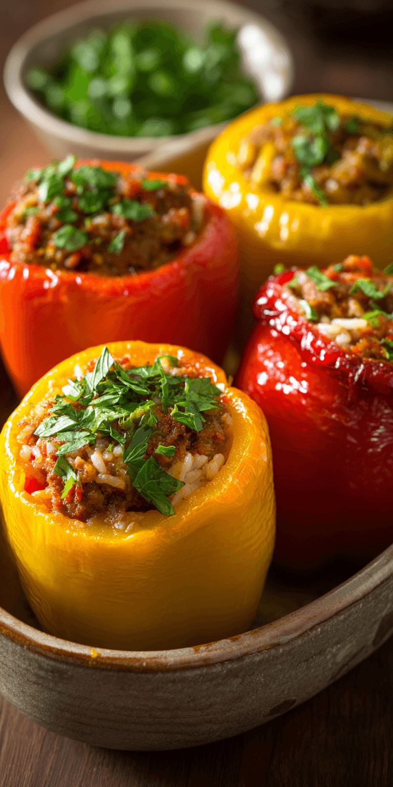 Stuffed Bell Peppers Simple Recipe served warm with cozy spices