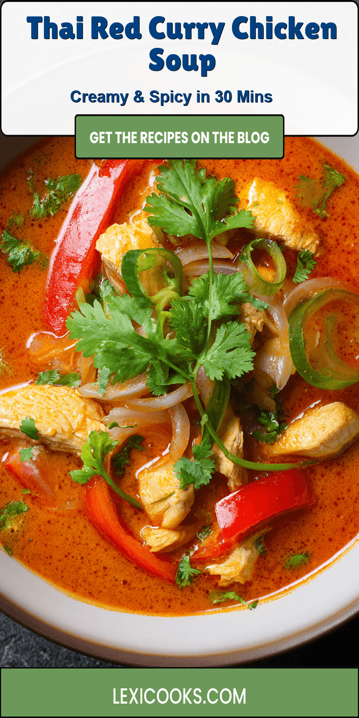 Thai Red Curry Chicken Soup served warm with cozy spices